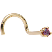 Load image into Gallery viewer, Solid 18K Yellow Gold 1.5mm Genuine Purple Diamond Nose Ring