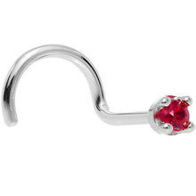 Load image into Gallery viewer, Solid 18K White Gold 1.5mm Diamond Cut Genuine Ruby Nose Ring