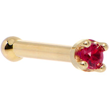 Load image into Gallery viewer, Solid 14K Yellow Gold 1.5mm Diamond Cut Genuine Ruby Nose Ring