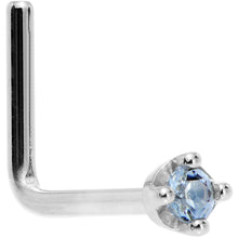 Load image into Gallery viewer, Solid 18K White Gold 1.5mm Genuine Topaz Nose Ring