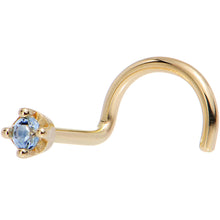 Load image into Gallery viewer, Solid 18K Yellow Gold 1.5mm Genuine Topaz Nose Ring
