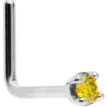 Load image into Gallery viewer, Solid 18K White Gold 1.5mm Genuine Yellow Diamond Nose Ring