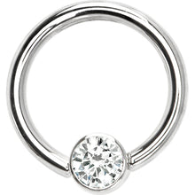 Load image into Gallery viewer, 14G 3/8 Solid 14K White Gold Clear CZ Gem BCR Captive Ring