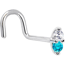 Load image into Gallery viewer, 14k White Gold Mint Green 1.5mm CZ Marquise Nose Ring