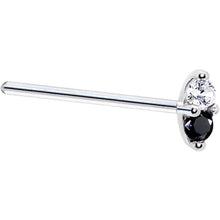 Load image into Gallery viewer, 14k White Gold Black 1.5mm CZ Marquise Nose Ring