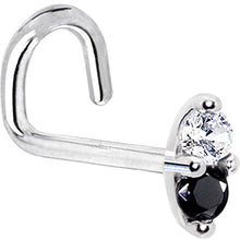 Load image into Gallery viewer, 14k White Gold Black 1.5mm CZ Marquise Nose Ring