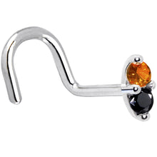 Load image into Gallery viewer, 14k White Gold Black Orange 1.5mm CZ Marquise Nose Ring