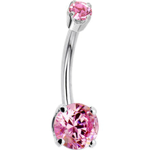 Load image into Gallery viewer, 14k White Gold Pink Cubic Zirconia Round Belly Ring