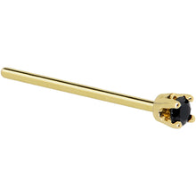 Load image into Gallery viewer, Solid 14K Yellow Gold 2mm Black Cubic Zirconia Nose Ring