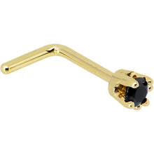 Load image into Gallery viewer, Solid 14K Yellow Gold 2mm Black Cubic Zirconia Nose Ring