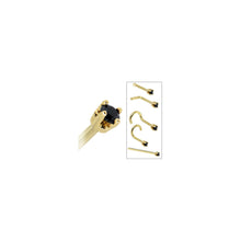 Load image into Gallery viewer, Solid 14K Yellow Gold 2mm Black Cubic Zirconia Nose Ring