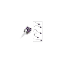将图片加载到图库查看器,Solid 14K White Gold 2mm Amethyst Cubic Zirconia Nose Ring