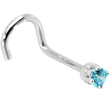 将图片加载到图库查看器,Solid 14K White Gold 2mm Mint Green Cubic Zirconia Nose Ring