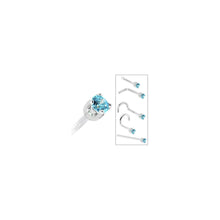 将图片加载到图库查看器,Solid 14K White Gold 2mm Mint Green Cubic Zirconia Nose Ring