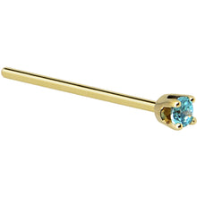 Load image into Gallery viewer, Solid 14K Yellow Gold 2mm Mint Green Cubic Zirconia Nose Ring