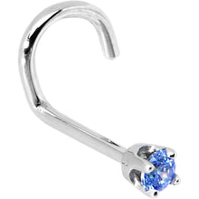 Load image into Gallery viewer, Solid 14K White Gold 2mm Arctic Blue Cubic Zirconia Nose Ring