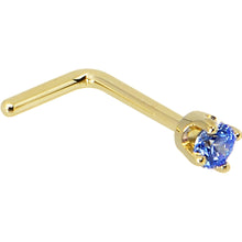 Load image into Gallery viewer, Solid 14K Yellow Gold 2mm Arctic Blue Cubic Zirconia Nose Ring