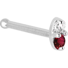 Load image into Gallery viewer, 14k White Gold Red 1.5mm CZ Marquise Nose Ring