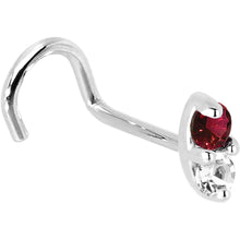 Load image into Gallery viewer, 14k White Gold Red 1.5mm CZ Marquise Nose Ring