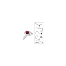 Load image into Gallery viewer, 14k White Gold Red 1.5mm CZ Marquise Nose Ring