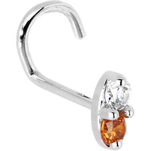 Load image into Gallery viewer, 14k White Gold Orange 1.5mm CZ Marquise Nose Ring