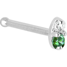 Load image into Gallery viewer, 14k White Gold Green 1.5mm CZ Marquise Nose Ring