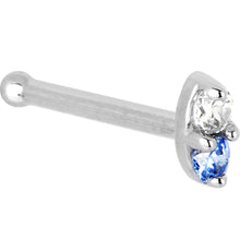 Load image into Gallery viewer, 14k White Gold Arctic Blue 1.5mm CZ Marquise Nose Ring