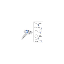 Load image into Gallery viewer, 14k White Gold Arctic Blue 1.5mm CZ Marquise Nose Ring