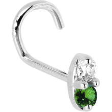 Load image into Gallery viewer, 14k White Gold 1.5mm Genuine Emerald Diamond Marquise Nose Ring