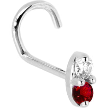 Load image into Gallery viewer, 14k White Gold 1.5mm Genuine Ruby Diamond Marquise Nose Ring