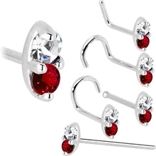 Load image into Gallery viewer, 14k White Gold 1.5mm Genuine Ruby Diamond Marquise Nose Ring