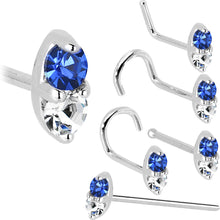 Load image into Gallery viewer, 14k White Gold 1.5mm Genuine Blue Sapphire Diamond Marquise Nose Ring