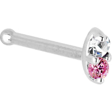 Load image into Gallery viewer, 14k White Gold 1.5mm Genuine Pink Sapphire Diamond Marquise Nose Ring