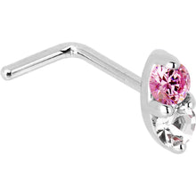 Load image into Gallery viewer, 14k White Gold 1.5mm Genuine Pink Sapphire Diamond Marquise Nose Ring