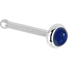 Load image into Gallery viewer, Solid 14K White Gold 2mm Lapis Lazuli Straight Nose Ring