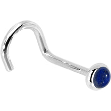 Load image into Gallery viewer, Solid 14K White Gold 2mm Lapis Lazuli Straight Nose Ring
