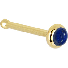 Load image into Gallery viewer, Solid 14K Yellow Gold 2mm Lapis Lazuli Straight Nose Ring