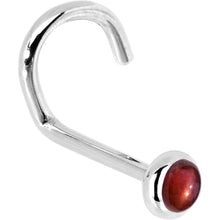 Load image into Gallery viewer, Solid 14K White Gold 2mm Red Garnet Nose Ring