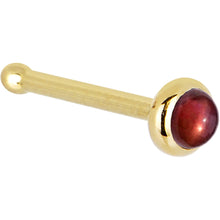 Load image into Gallery viewer, Solid 14K Yellow Gold 2mm Red Garnet Nose Ring
