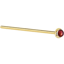 Load image into Gallery viewer, Solid 14K Yellow Gold 2mm Red Garnet Nose Ring