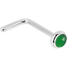 将图片加载到图库查看器,Solid 14K White Gold 2mm Jade Nose Ring