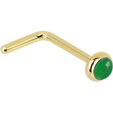 Load image into Gallery viewer, Solid 14K Yellow Gold 2mm Jade Nose Ring