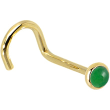 Load image into Gallery viewer, Solid 14K Yellow Gold 2mm Jade Nose Ring