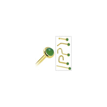 Load image into Gallery viewer, Solid 14K Yellow Gold 2mm Jade Nose Ring