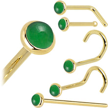 Load image into Gallery viewer, Solid 14K Yellow Gold 2mm Jade Nose Ring