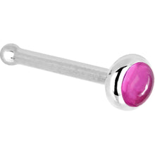 Load image into Gallery viewer, Solid 14K White Gold 2mm Pink Tourmaline Nose Ring