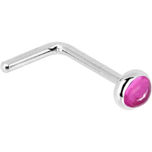 Load image into Gallery viewer, Solid 14K White Gold 2mm Pink Tourmaline Nose Ring