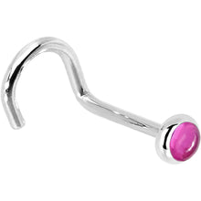 Load image into Gallery viewer, Solid 14K White Gold 2mm Pink Tourmaline Nose Ring
