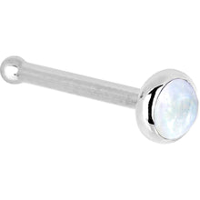 Load image into Gallery viewer, Solid 14K White Gold 2mm Rainbow Moonstone Nose Ring