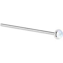 Load image into Gallery viewer, Solid 14K White Gold 2mm Rainbow Moonstone Nose Ring